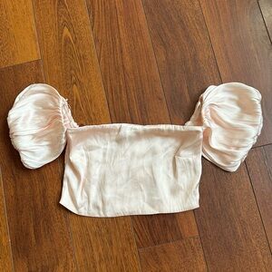 Sophie Rue Ballet Puff Sleeve Crop Top Size M